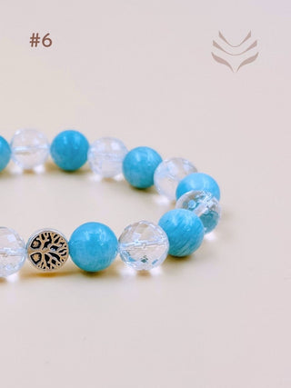 Detail view of No. 6 Bracelet with Amazonite and Aura Quartz