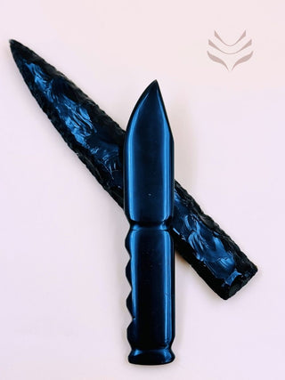 Pair of black obsidian knives for energy work