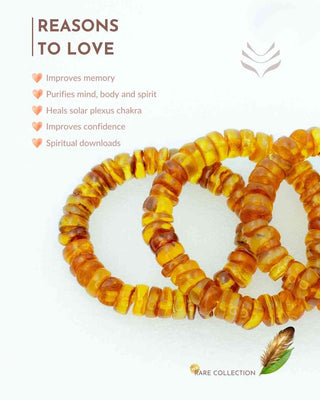 Benefits of the yellow amber bracelet listed.