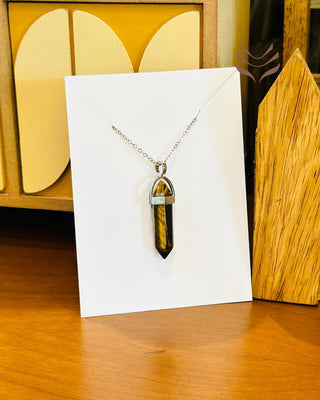 Light-Coded Tiger's Eye - Double Terminated Pendant For Success