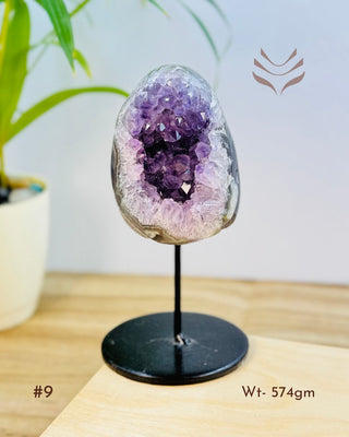 Light-Coded Amethyst Cluster with Stand