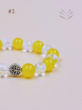 Close-up of No.3 Bracelet featuring yellow and clear beads