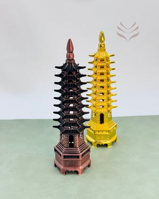 Golden and bronze Sacred Education Towers feng shui set