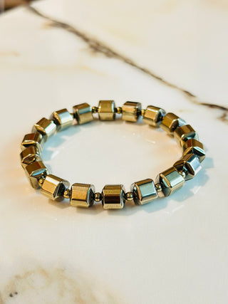 Wealth Attractor - Iron Pyrite Bracelet Polished -Increases assertiveness, confidence, vitality and is one of the top manifesting stones for increasing wealth.