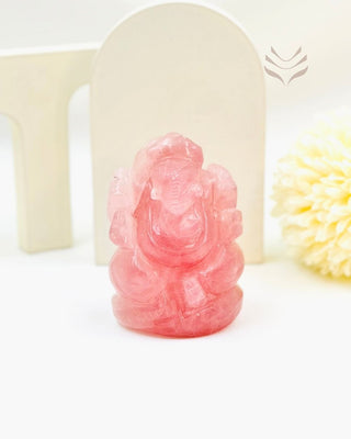 Ganesha Statue in Rose Quartz – Divine Energy for Love and Stability