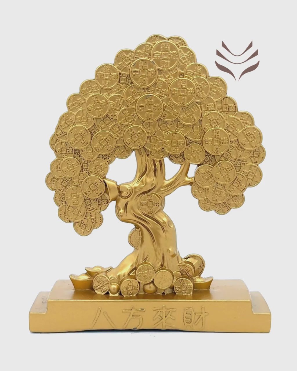 Gold Coin Money Tree sculpture for feng shui, symbolizing luck and prosperity. Ideal for enhancing financial success and stability.